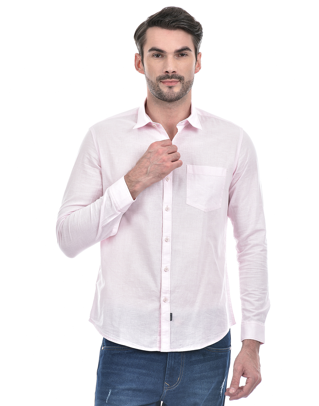 Numero Uno Men Solid Pink Shirt